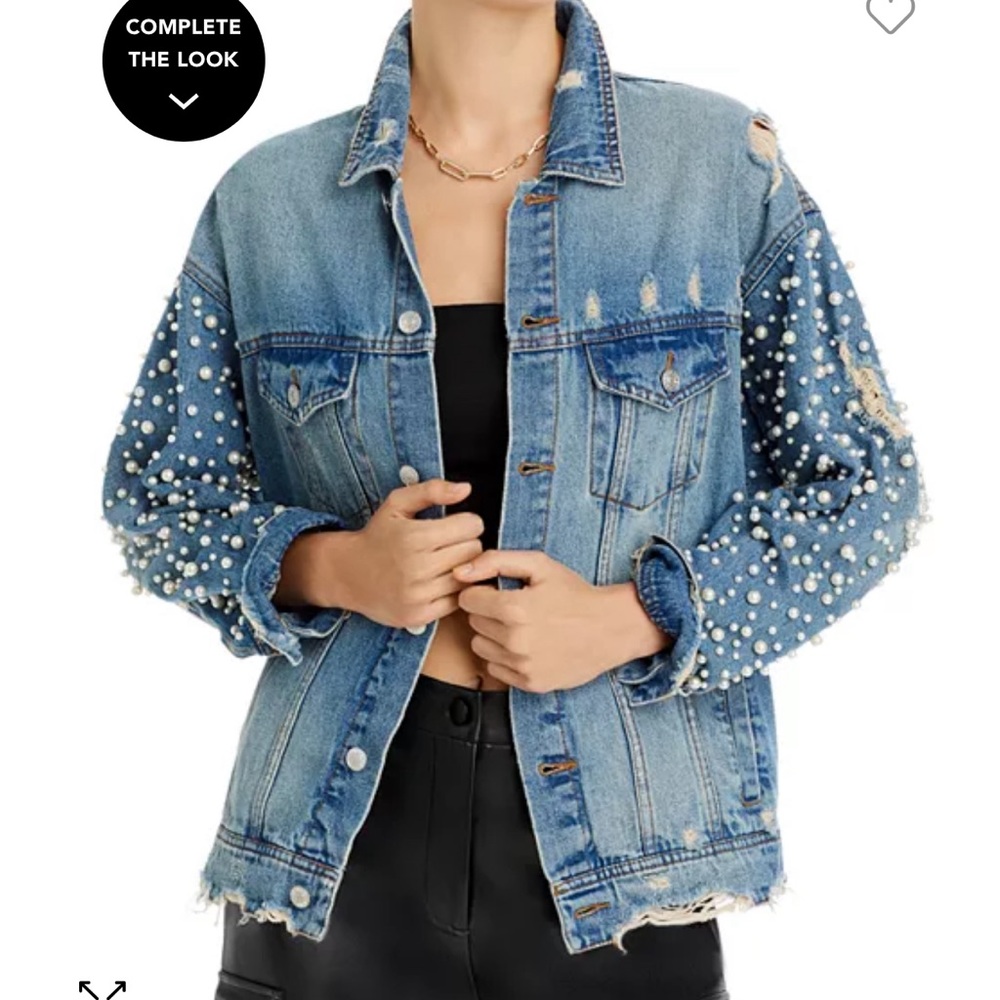 Jean Jacket with Beaded Sleeves - Sz S